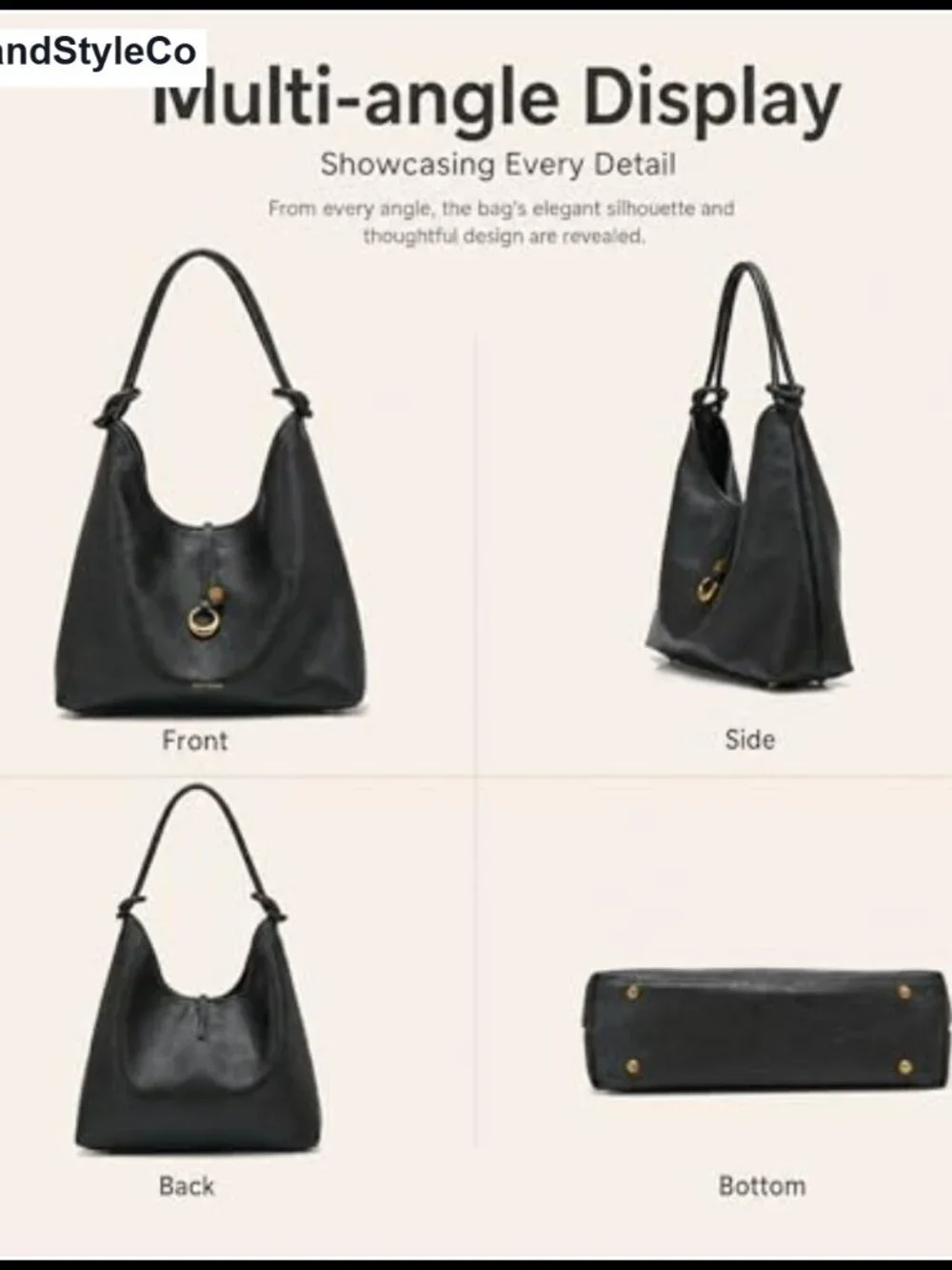 2-in-1 Hobo Bag Set with Detachable Pouch Vegan Leather Women's Shoulder Purse